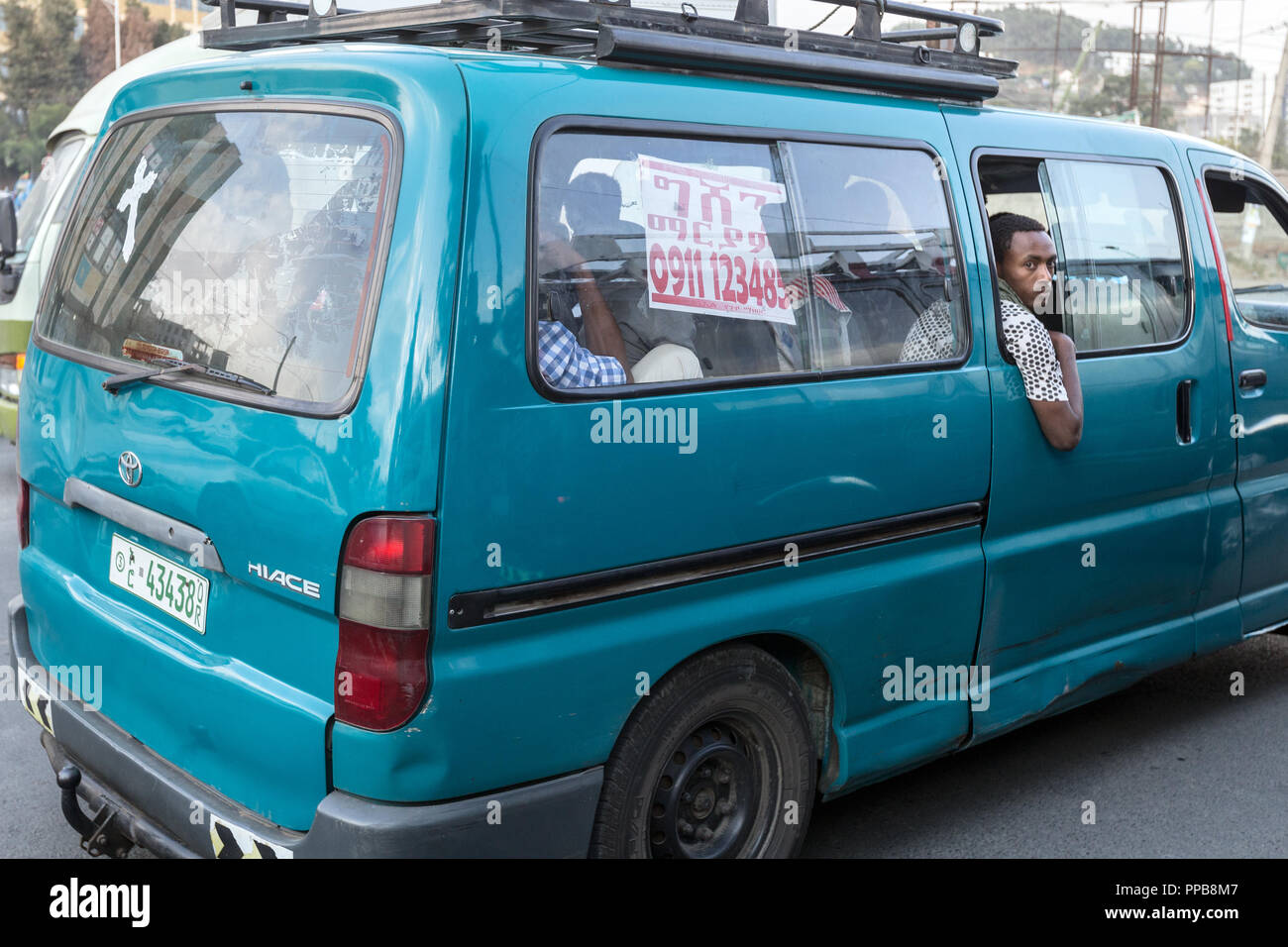 Addis Ababa, Ethiopia, Africa. Taxi-bus Stock Photo