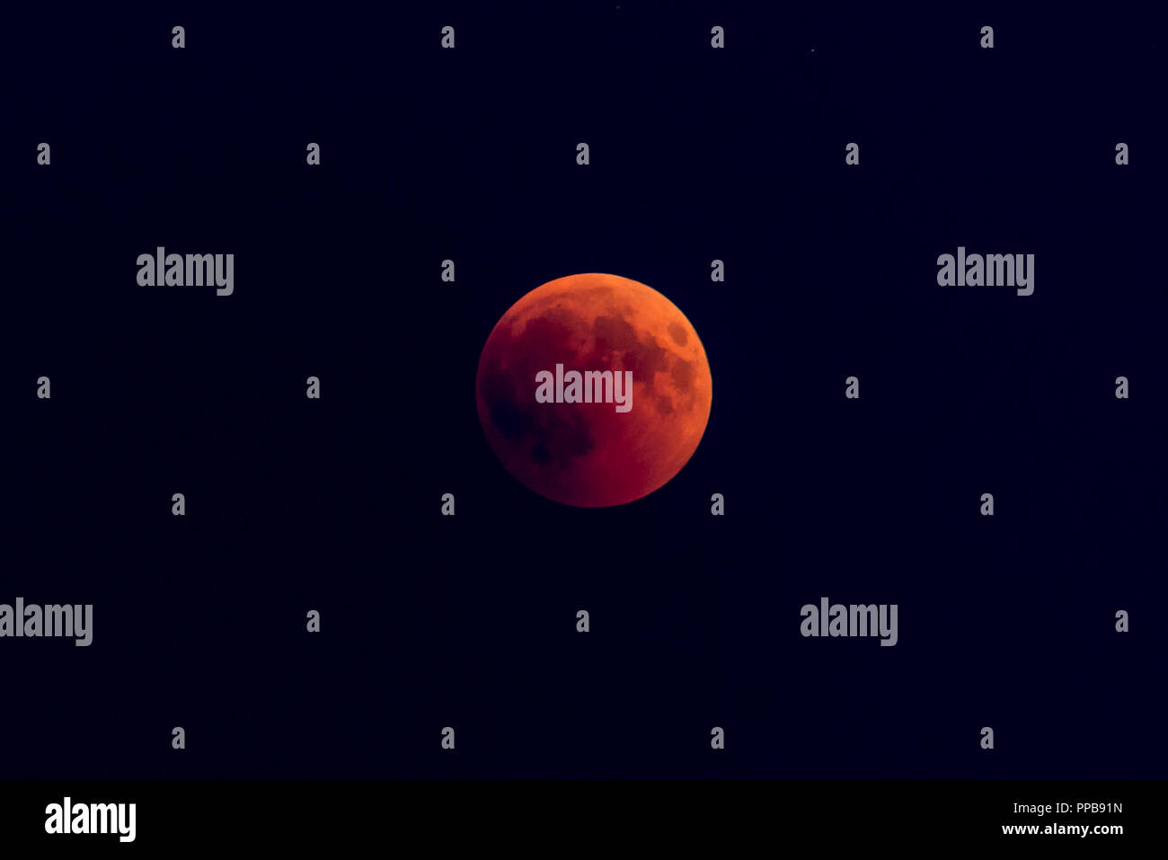 Bloodmoon, total lunar eclipse on 27.7.2018, Munich, Germany Stock Photo