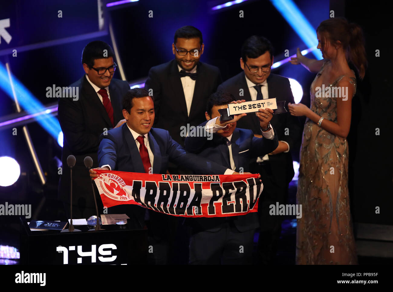 Peru fans on stage collecting their FIFA Fan Award during the Best FIFA  Football Awards 2018 at the Royal Festival Hall, London Stock Photo - Alamy