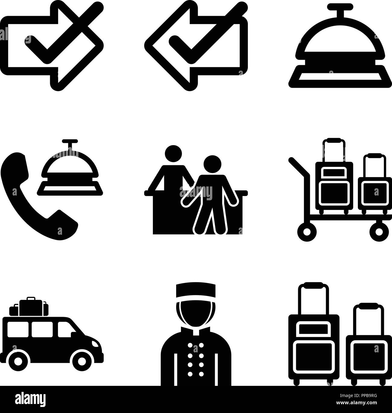 Check in and carry on luggage Stock Vector