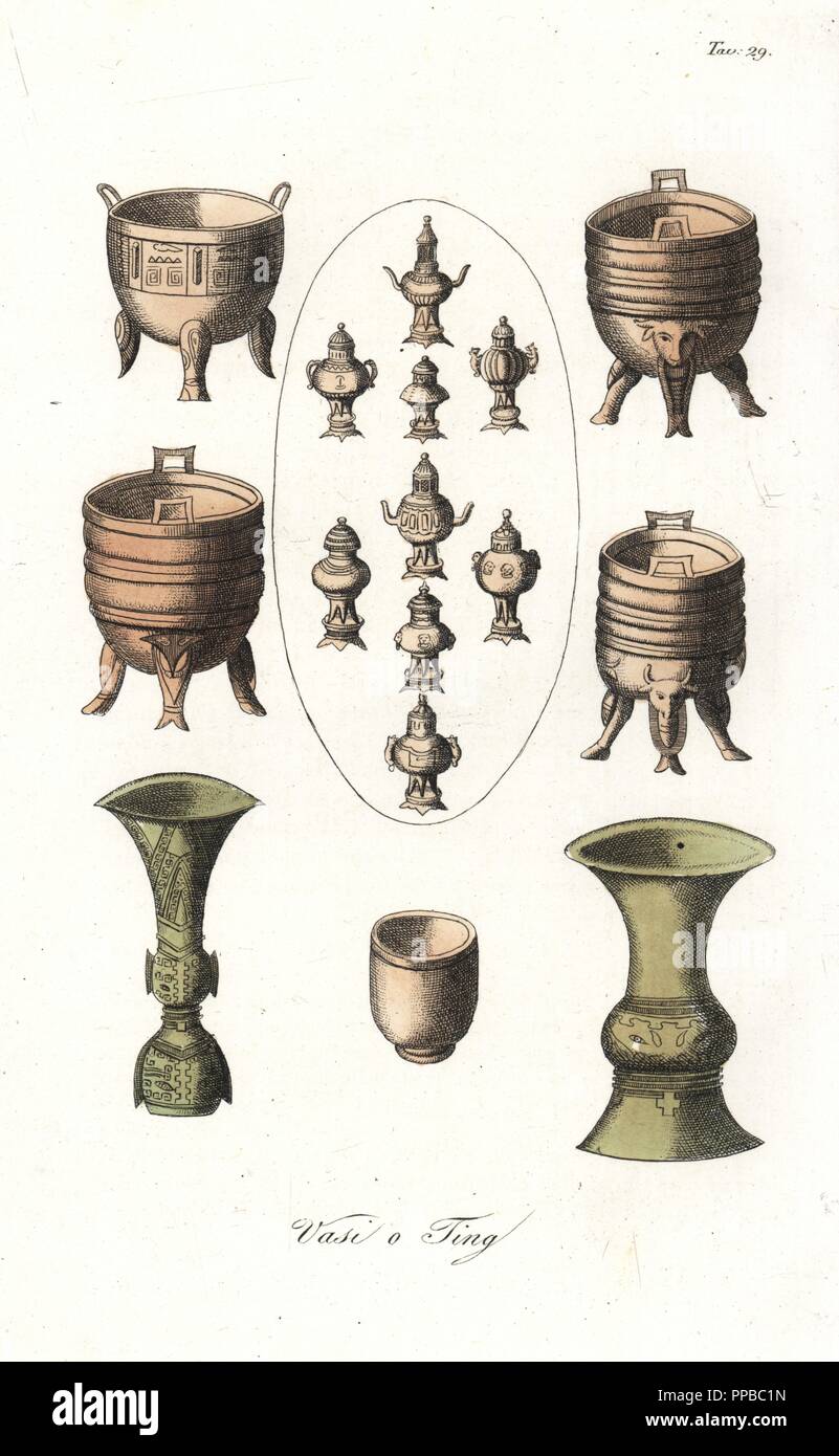 Ancient Chinese copper and bronze vases and bells. Handcoloured copperplate  engraving from Giulio Ferrario's Ancient and Modern Costumes of all the  Peoples of the World, Florence, Italy, 1843 Stock Photo - Alamy