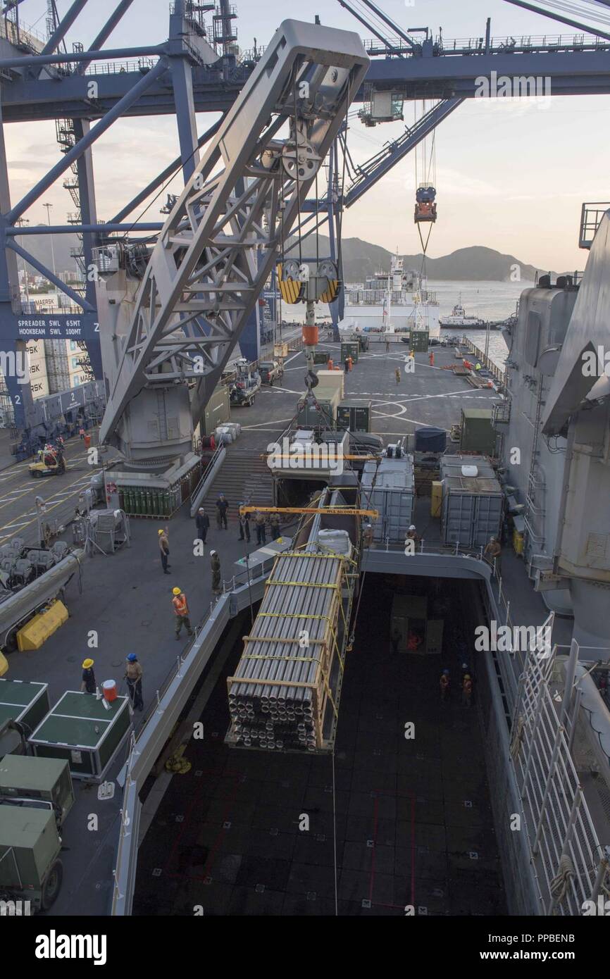 SANTA MARTA Colombia Aug 25 2018 The Whidbey Island Class Dock Landing Ship USS Gunston 