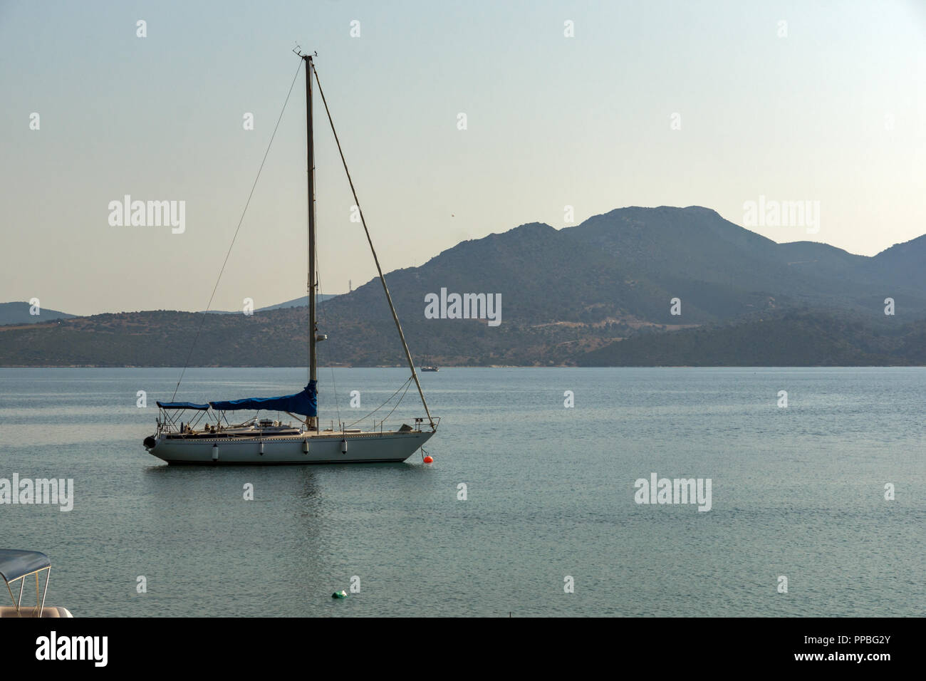 NYDRI, LEFKADA, GREECE JULY 17: Port at Nydri Bay, Lefkada, Ionian ...