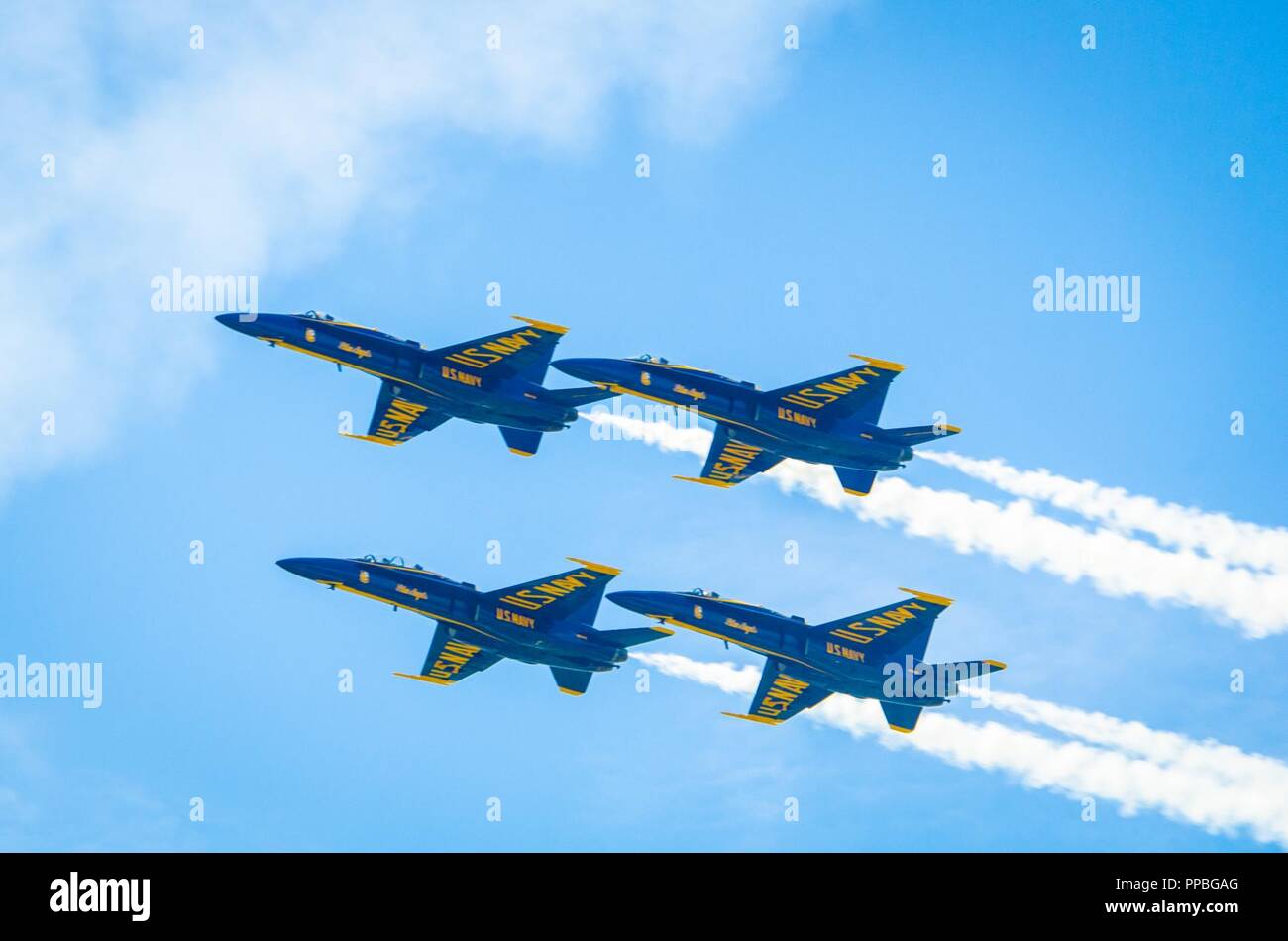 A formation of U.S. Navy F18 assigned to the Navy Flight