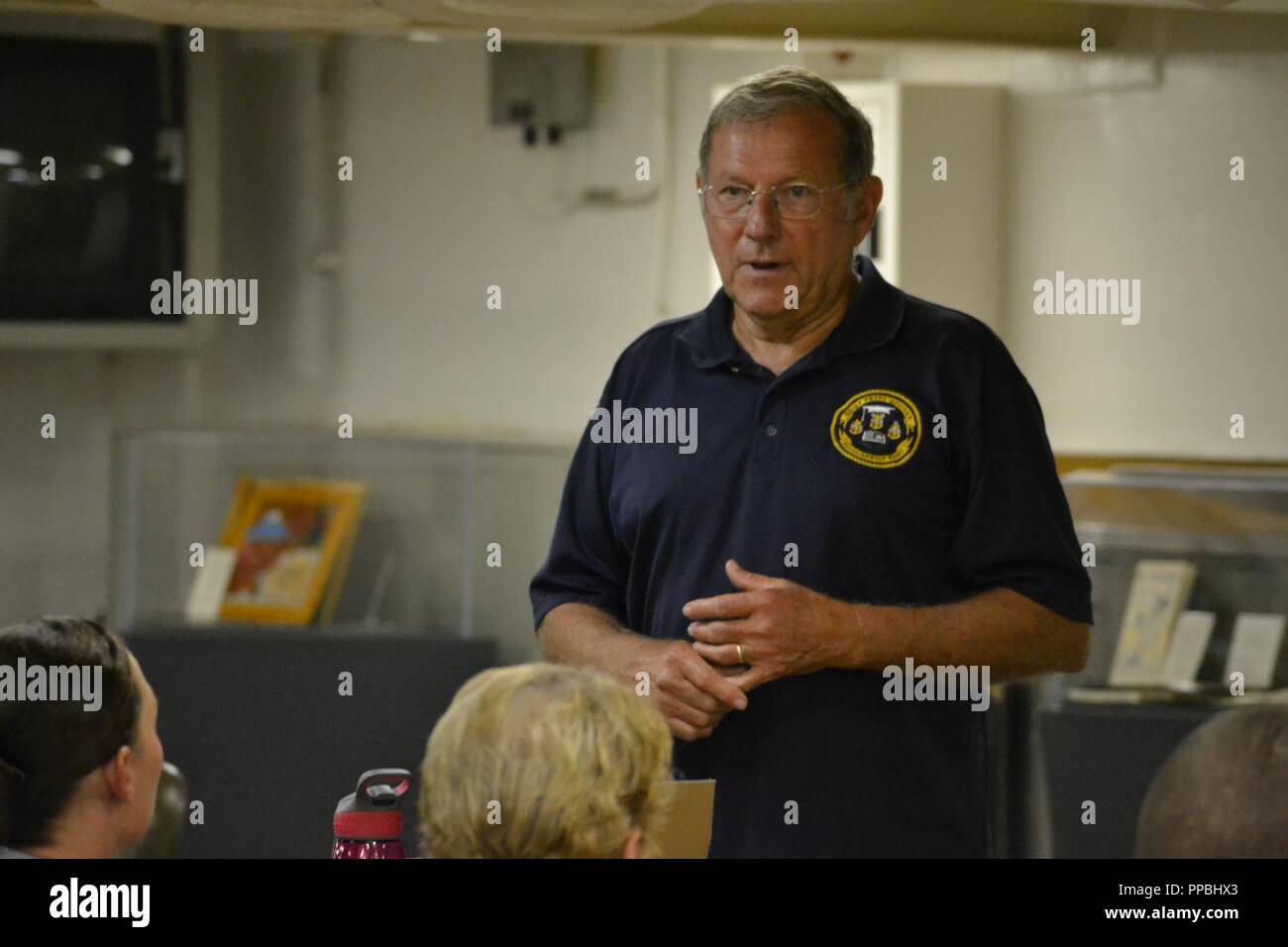 Master Chief Petty Officer of the Navy (Ret.) Duane Bushey speaks to ...