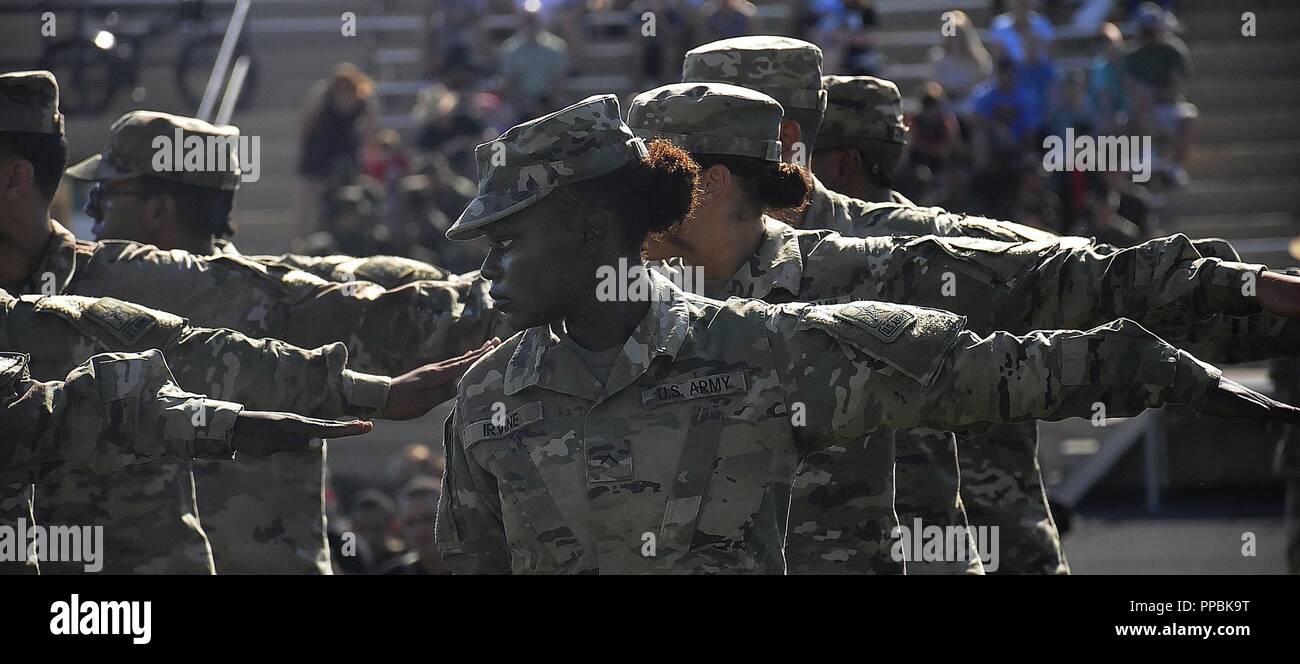 Members of the 244th Quartermaster Battalion regulation team execute