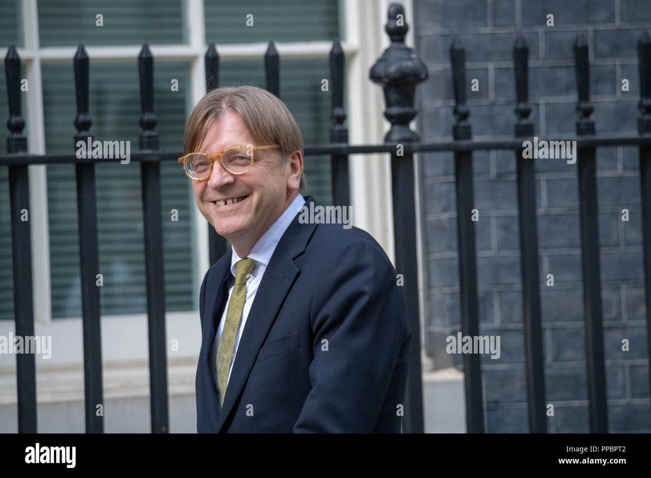 London 24th September 2018, Guy Verhofstadt Leader of the Alliance of Liberals and  Democrats in for Europe in the EU arrives at 10 Downing Street for a meeting with the Prime Minister  Credit Ian Davidson/Alamy Live News Stock Photo