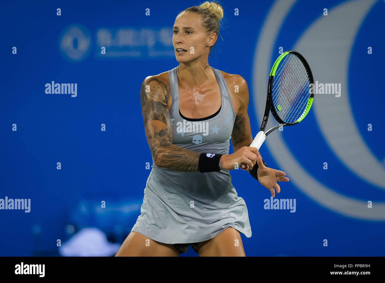 Wuhan, China. 24th Sep, 2018. September 24, 2018 - Polona Hercog of  Slovenia in action during the first round at the 2018 Dongfeng Motor Wuhan  Open WTA Premier 5 tennis tournament Credit: