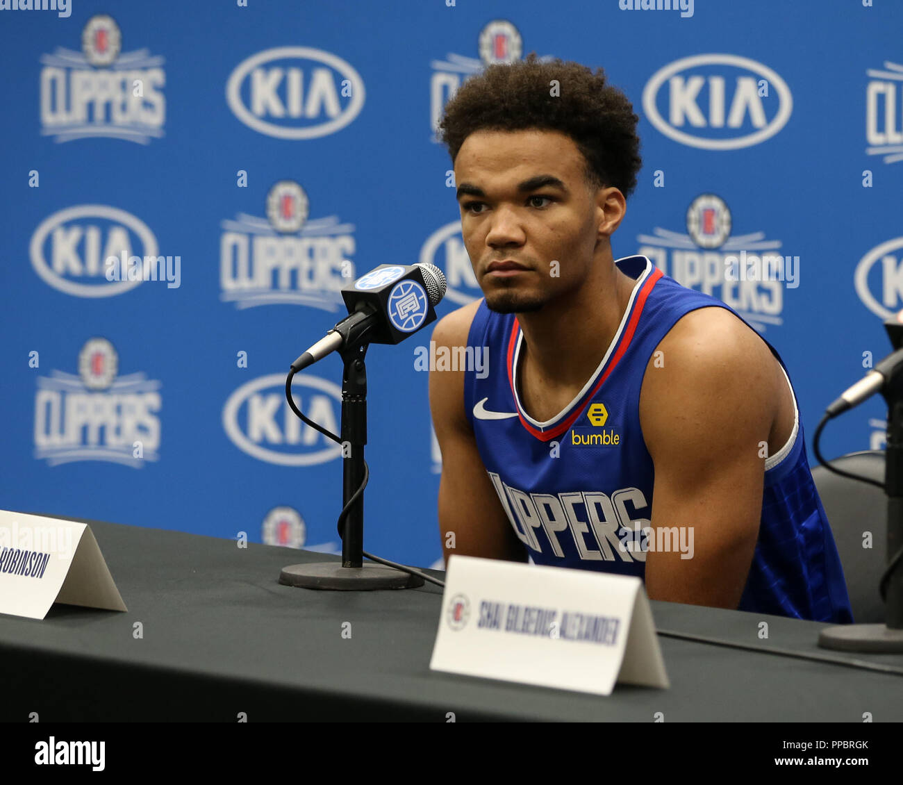 Los Angeles, CA, USA. 24th Sep, 2018. LA Clippers Jerome Robinson at Los Angles Clippers Media Day at Training Facility on September 24, 2018. (Photo by Jevone Moore) Credit: csm/Alamy Live News Stock Photo