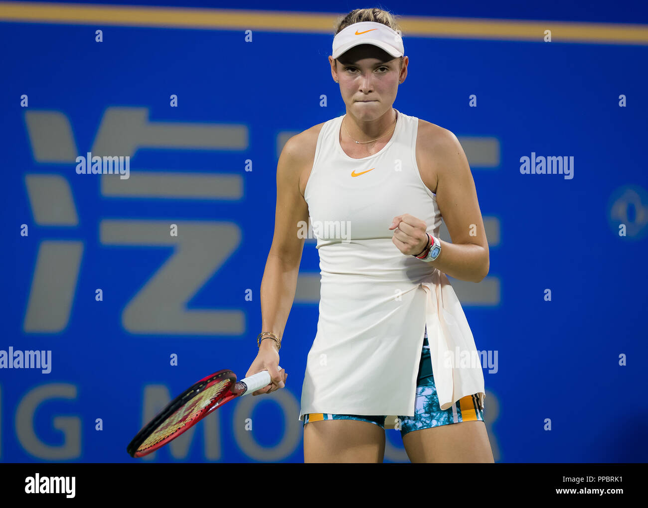 Wuhan, China. 24th Sep, 2018. Donna Vekic of Croatia in action during her  first-round match at the 2018 Dongfeng Motor Wuhan Open WTA Premier 5 tennis  tournament Credit: AFP7/ZUMA Wire/Alamy Live News