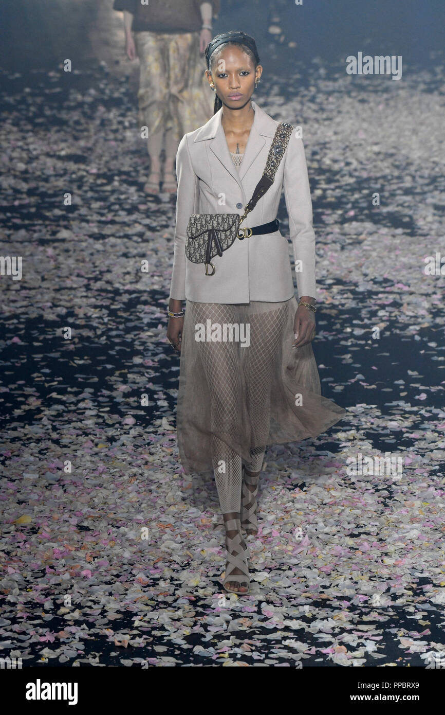 Paris France. 24th Sep 2018. A model presents a creation of Christian Dior during the 2019 Spring Summer Women s collection show in Paris France on Sept. 24 2018. Credit Piero Biasion Xinhua Alamy Liv...