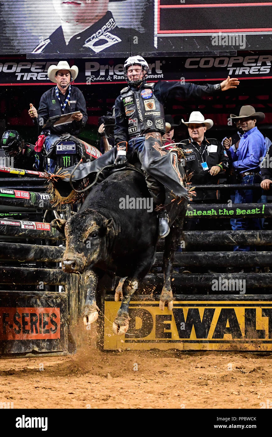 Cooper Davis Fairfax, Virginia, USA. 23rd Sep, 2018. COOPER DAVIS rides a bull named