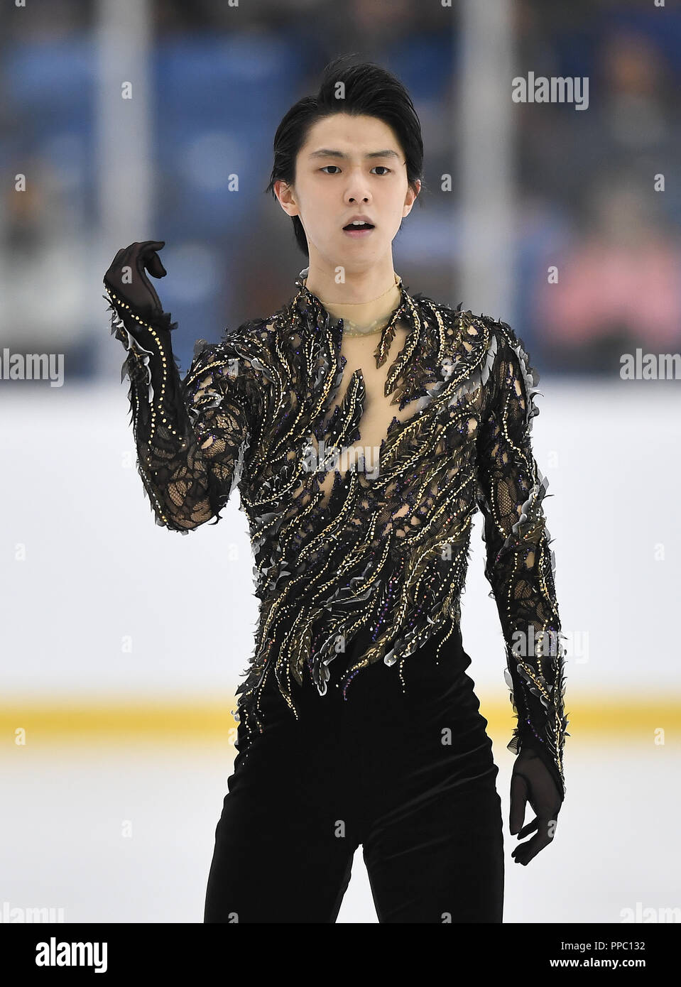 Yuzuru Hanyu of Japan performs in the Men's Free Skating during the 2018 Autumn Classic International at Sixteen Mile Sports Complex in Oakville, Ontario, Canada, September 22, 2018. (Photo by AFLO) Stock Photo