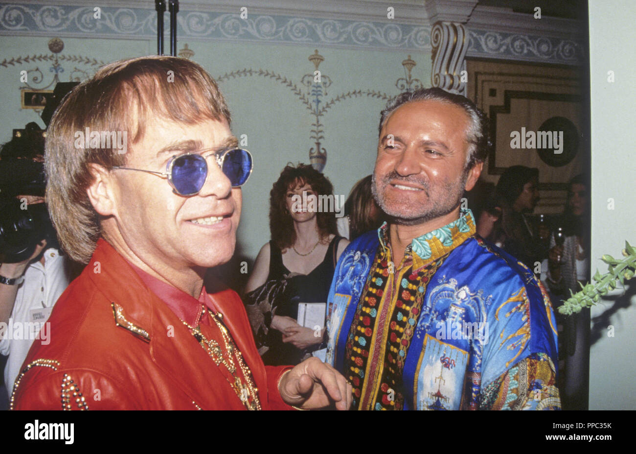 Gianni Versace with Elton John at Versace's party Â© GRANATAIMAGES Stock  Photo - Alamy