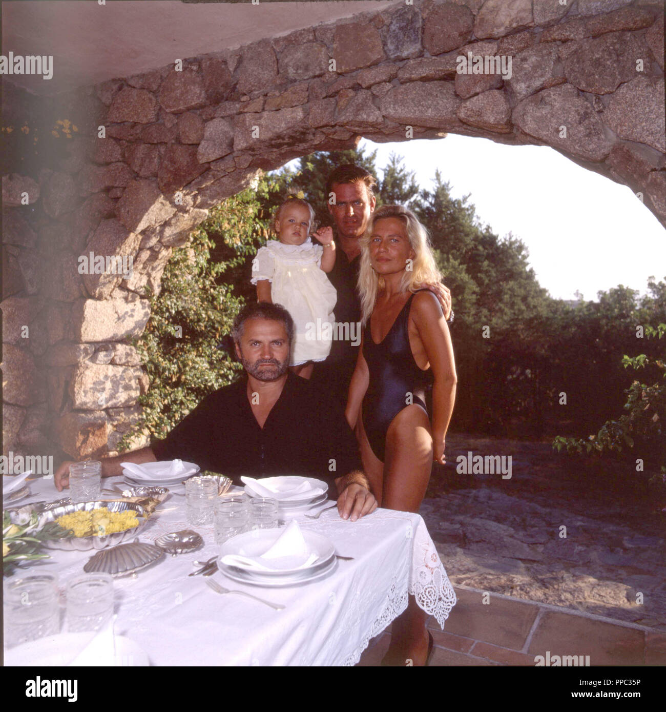 Gianni Versace with Donatella Versace, her husband and her daughter Â©  GRANATAIMAGES Stock Photo - Alamy