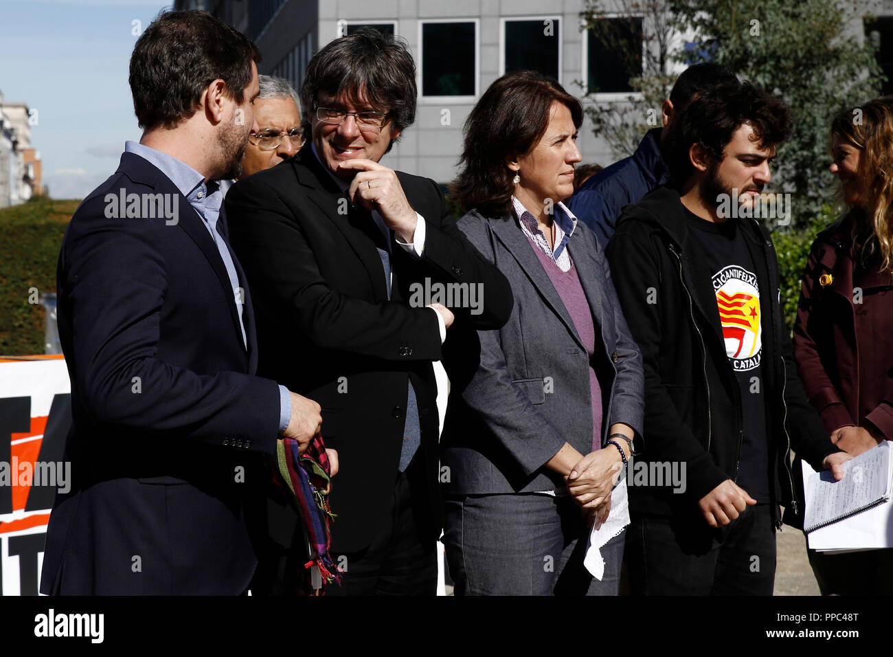 Brussels, Belgium. 25th Sep. 2018.Former President of the Generalitat of Catalonia, Carles Puigdemont attends in a protest of support arrested members of former Catalan government .Alexandros Michailidis/Alamy Live News Stock Photo