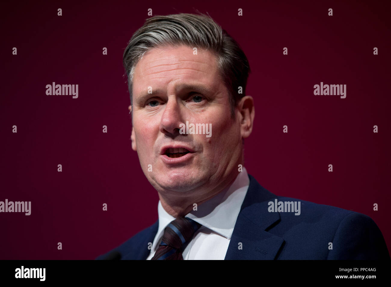 Liverpool, UK. 25th September 2018. Keir Starmer, Shadow Secretary of State for Exiting the European Union and Labour MP for Holborn and St Pancras speaks at the Labour Party Conference in Liverpool. © Russell Hart/Alamy Live News. Stock Photo