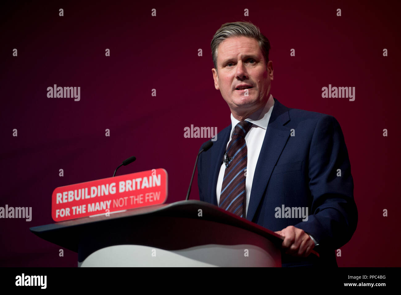 Liverpool, UK. 25th September 2018. Keir Starmer, Shadow Secretary of State for Exiting the European Union and Labour MP for Holborn and St Pancras speaks at the Labour Party Conference in Liverpool. © Russell Hart/Alamy Live News. Stock Photo