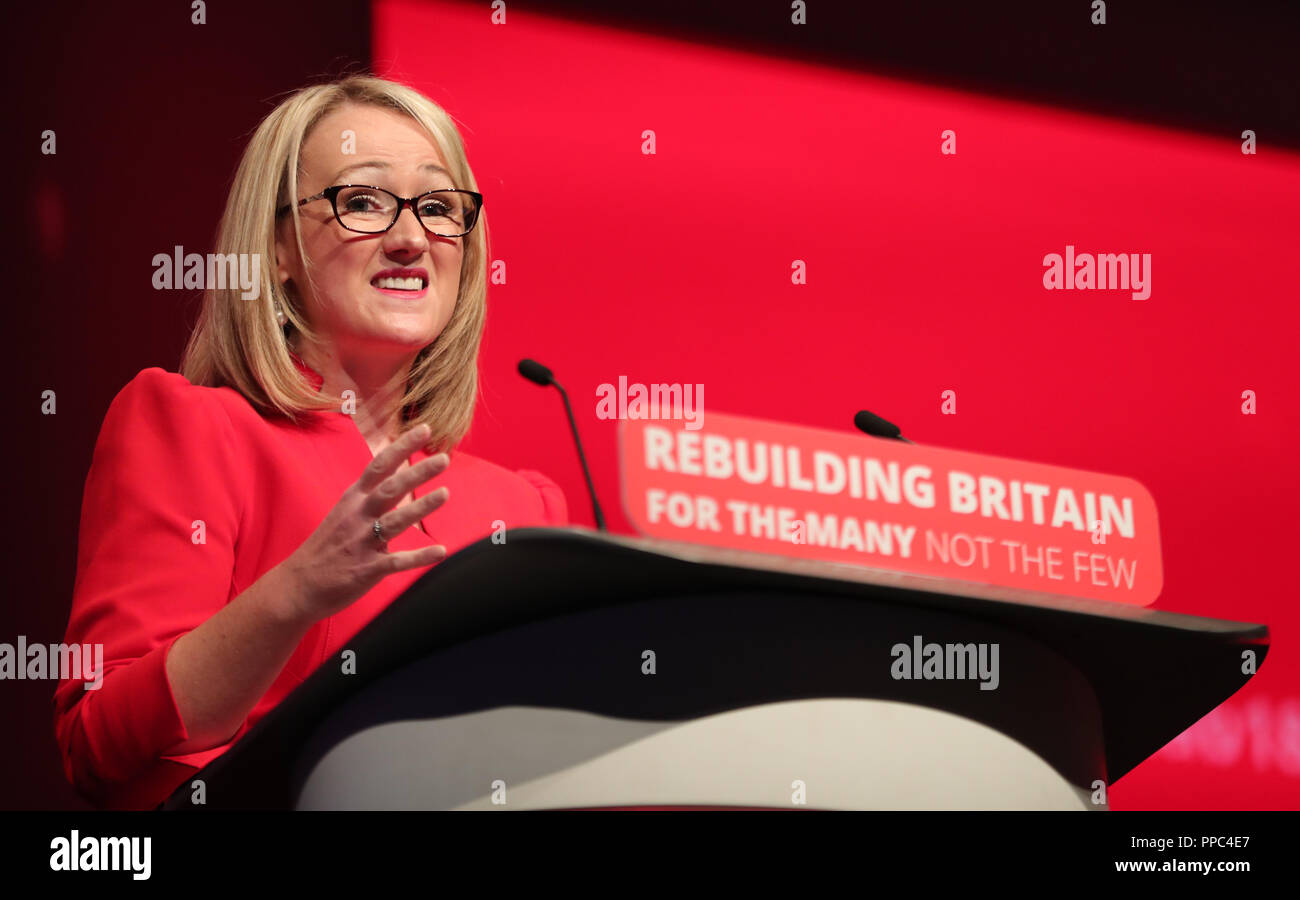 Liverpool, UK. 25th Sep 2018. Rebecca Long Bailey Mp Shadow Secretary Of State For Business Labour Party Conference 2018 The Liverpool Echo Arena, Liverpool, England 25 September 2018 Addresses The Labour Party Conference 2018 At The Liverpool Echo Arena, Liverpool, England Credit: Allstar Picture Library/Alamy Live News Stock Photo