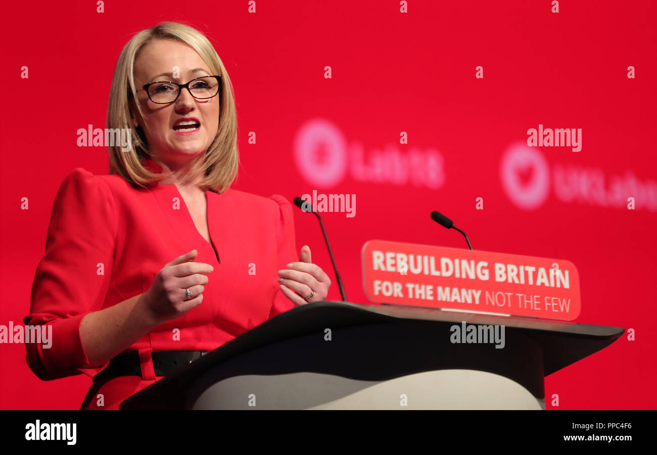 Liverpool, UK. 25th Sep 2018. Rebecca Long Bailey Mp Shadow Secretary Of State For Business Labour Party Conference 2018 The Liverpool Echo Arena, Liverpool, England 25 September 2018 Addresses The Labour Party Conference 2018 At The Liverpool Echo Arena, Liverpool, England Credit: Allstar Picture Library/Alamy Live News Stock Photo