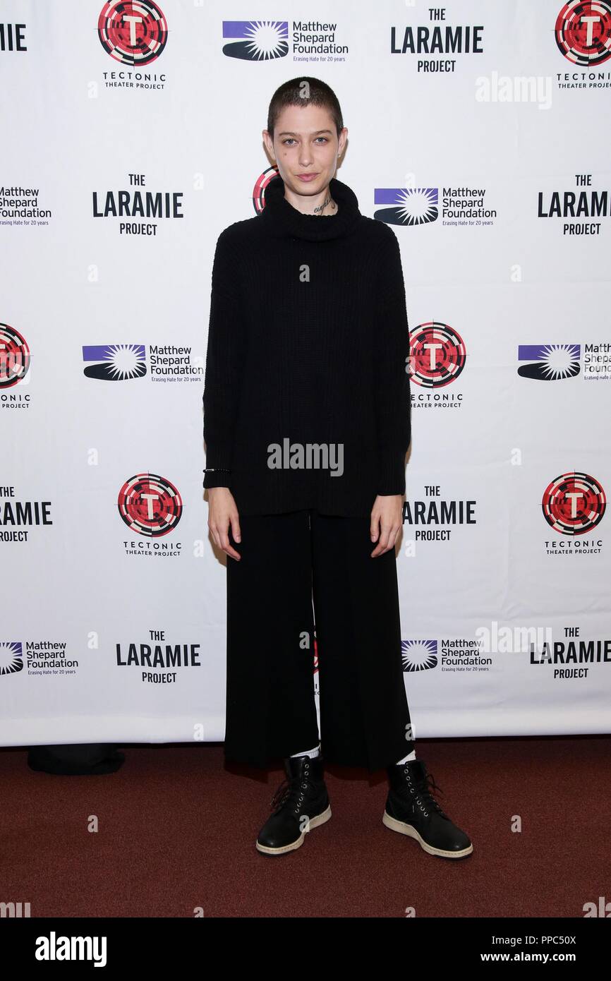 New York, NY, USA. 24th Sep, 2018. Asia Kate Dillon in attendance for LARAMIE: A LEGACY - A Reading Of The Laramie Project, The Gerald W. Lynch Theater at John Jay College, New York, NY September 24, 2018. Credit: Jason Mendez/Everett Collection/Alamy Live News Stock Photo