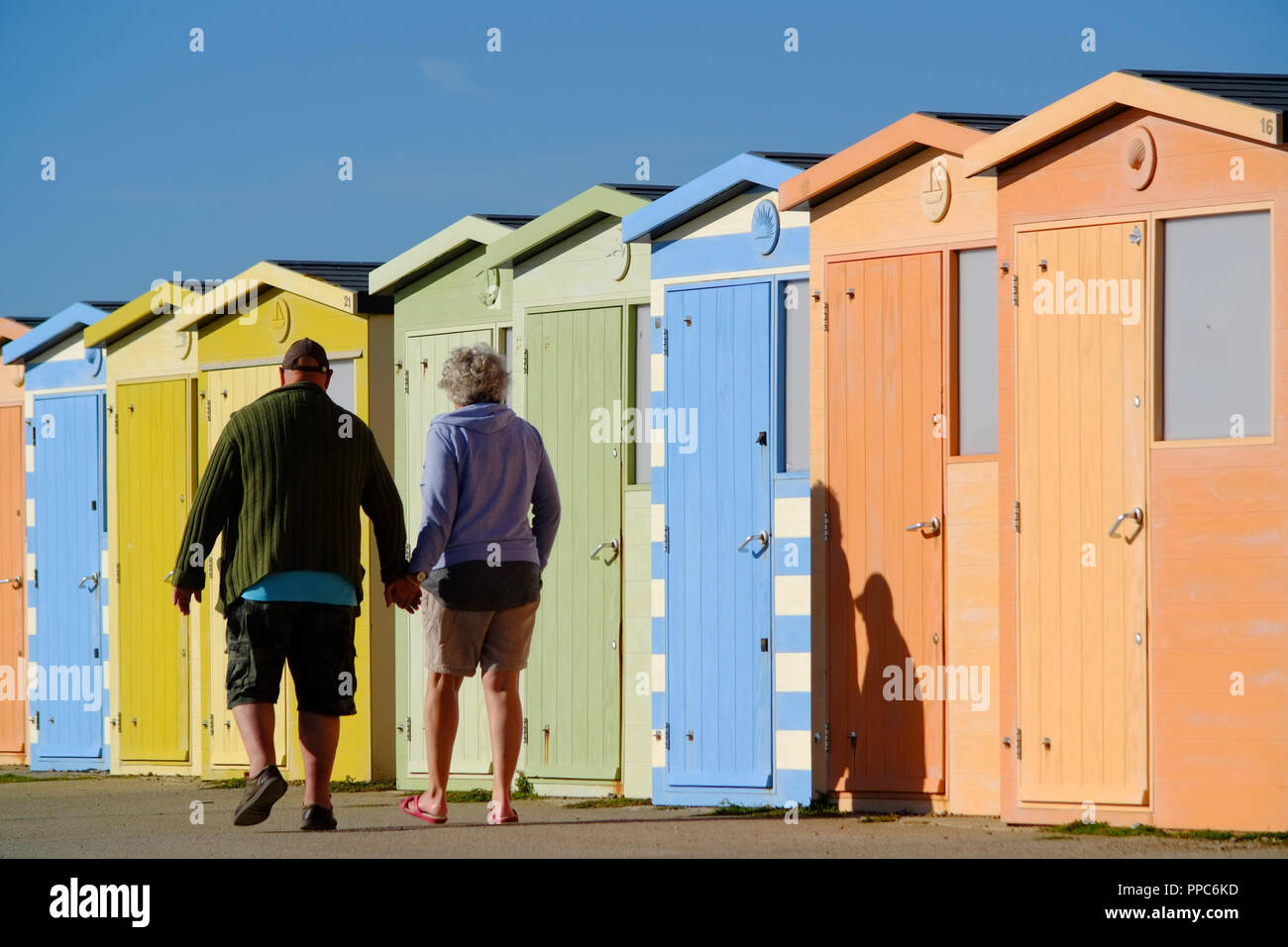 Seaford, East Sussex, UK. 25th September 2018. People enjoy warm and sunny weather on Seaford Beach. © Peter Cripps/Alamy Live News Stock Photo