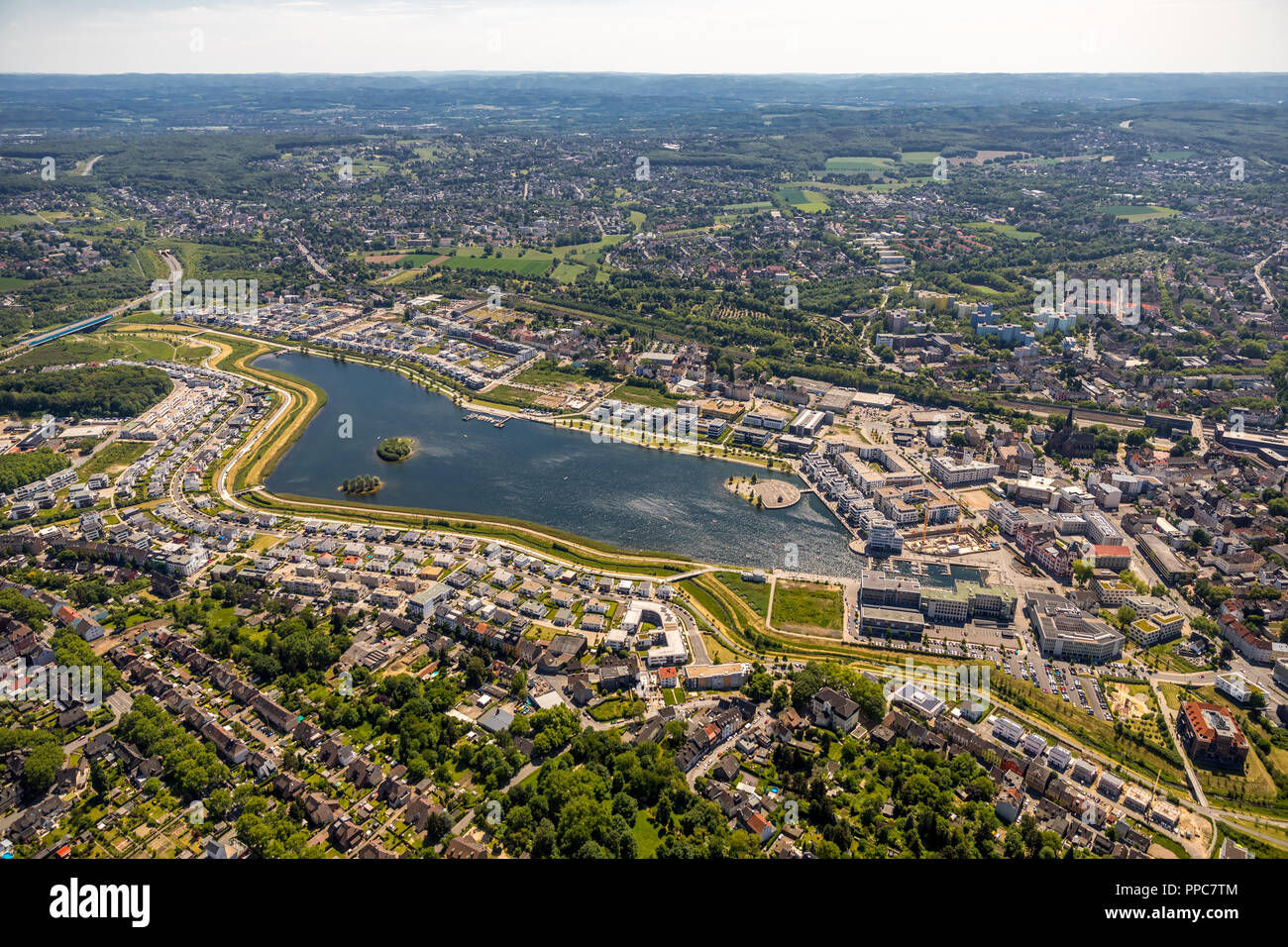 Aerial view, Phoenix Lake, Hörde, Dortmund, Ruhr Area, North Rhine-Westphalia, Germany Stock Photo