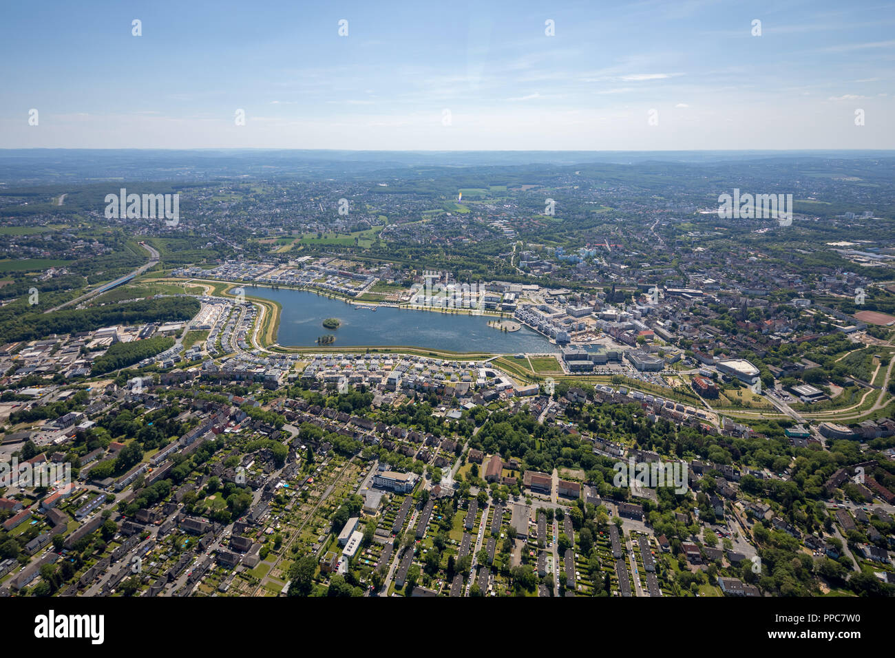 Aerial view, Phoenix Lake, Hörde, Dortmund, Ruhr Area, North Rhine-Westphalia, Germany Stock Photo
