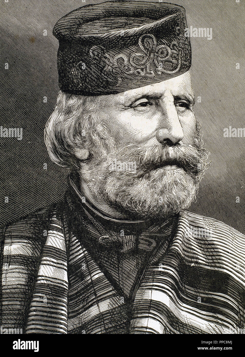 Giuseppe Garibaldi.1807-1882. Italian military and political. Engraving. Stock Photo