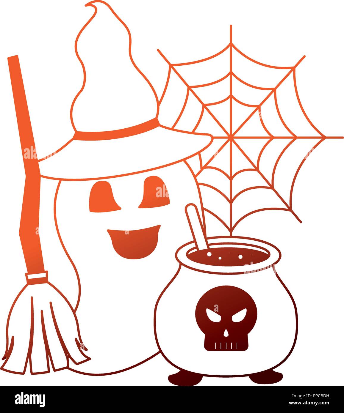 halloween cauldron with skull and set icons Stock Vector Image & Art