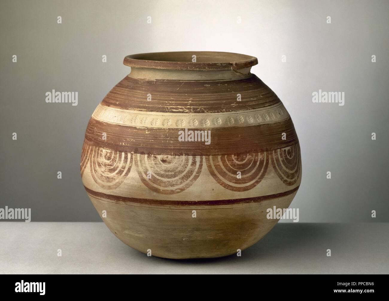 Iberian vase of pottery with geometric decoration, used as funerary urn