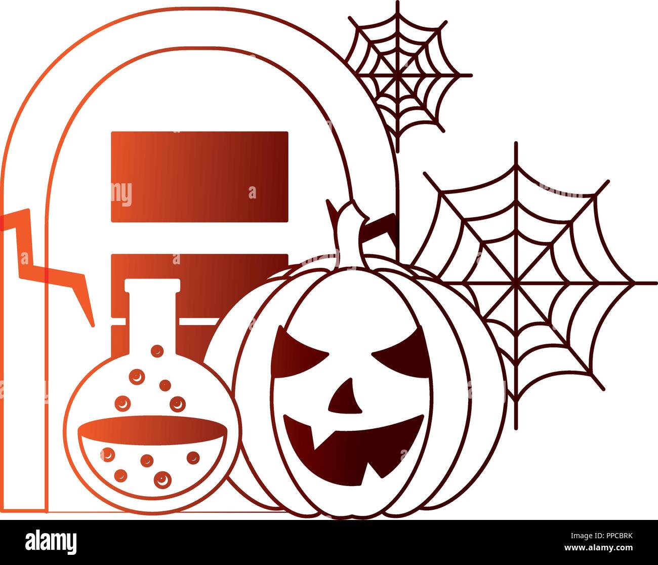 halloween pumpkin with tomb and set icons Stock Vector Image & Art - Alamy