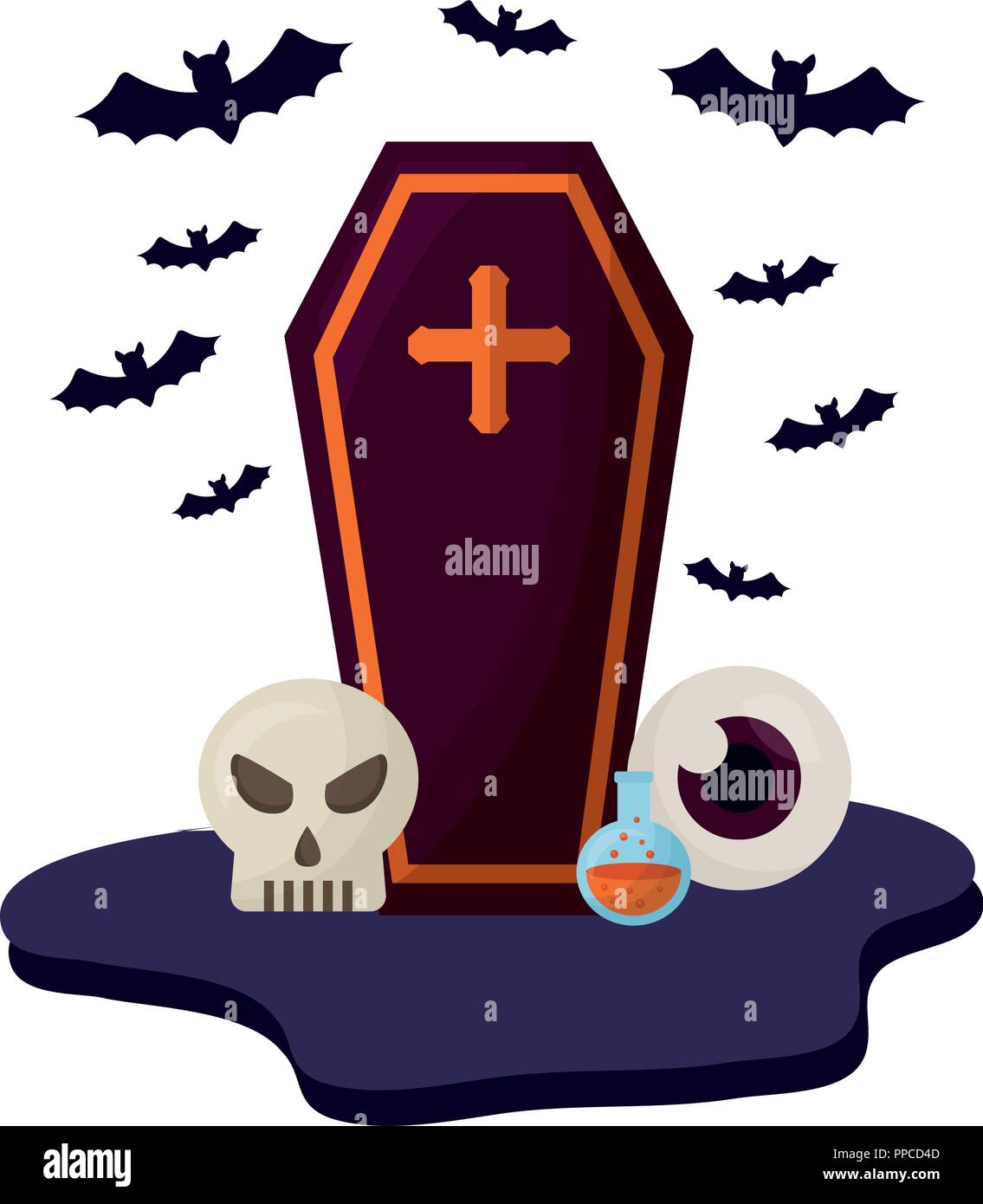halloween coffin with set icons Stock Vector Image & Art - Alamy