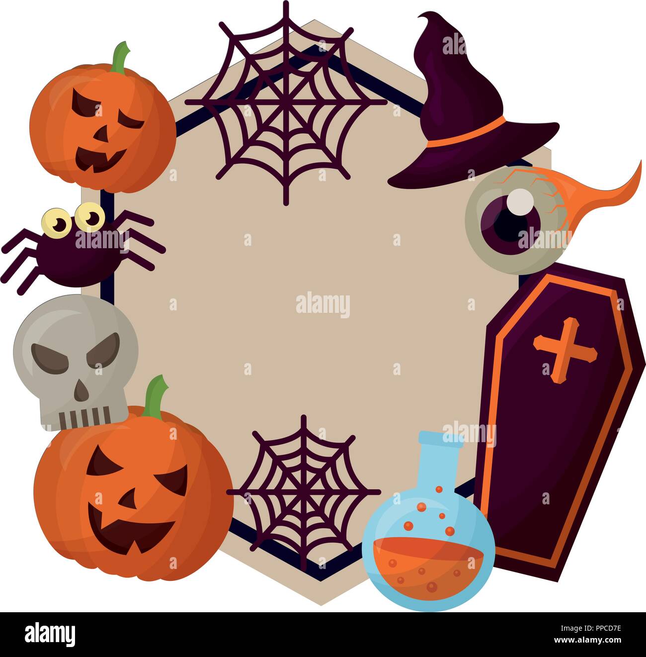 Happy halloween circular frame Stock Vector Images - Alamy
