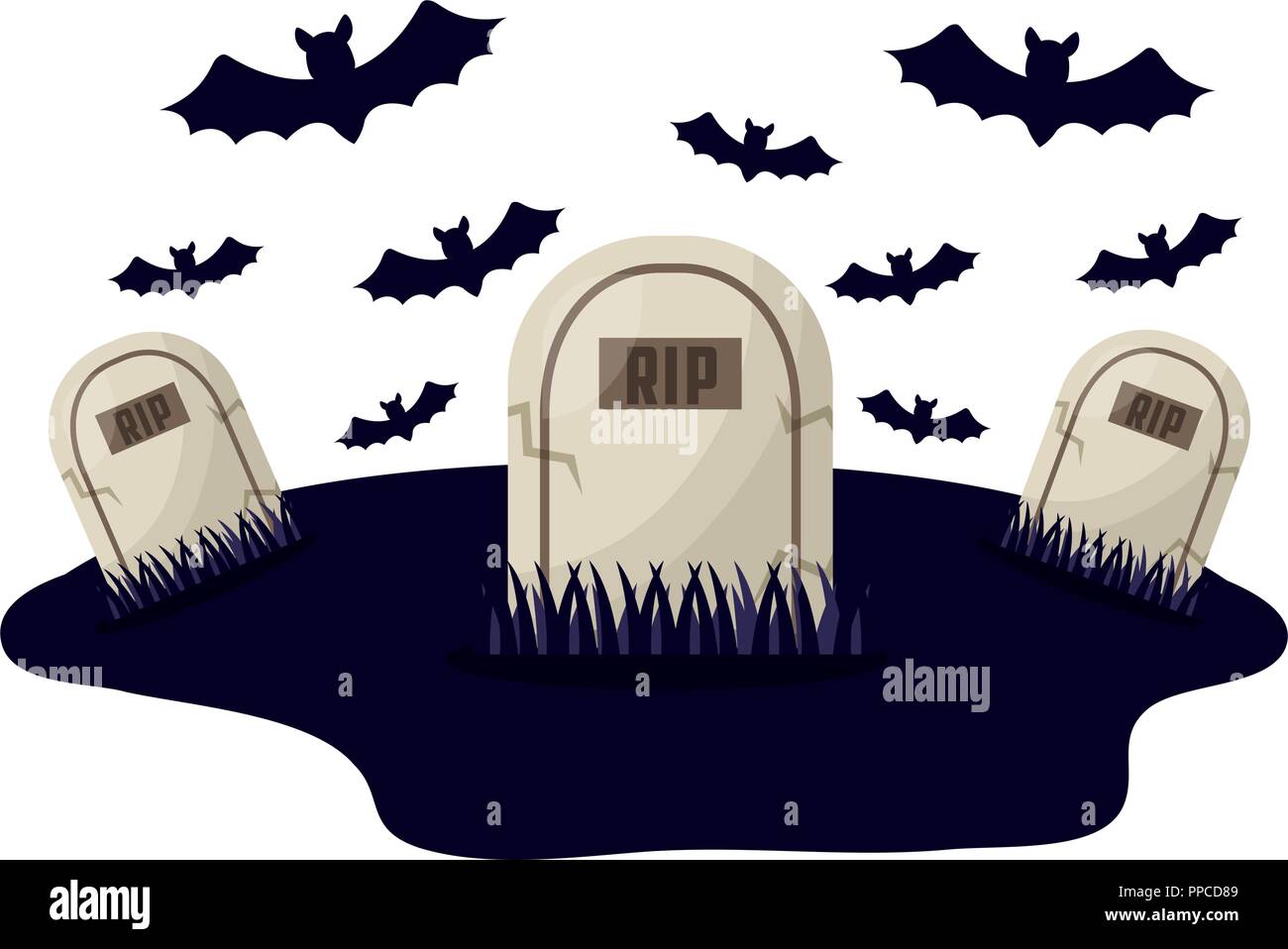 halloween tombs with bats isolated icon Stock Vector Image & Art - Alamy