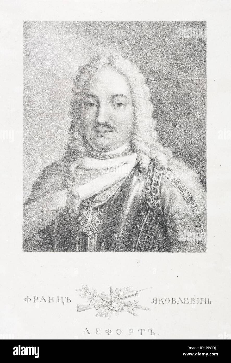 Portrait of general admiral François Lefort (1656-1699). Museum: State Hermitage, St. Petersburg. Author: Venetsianov, Alexei Gavrilovich. Stock Photo