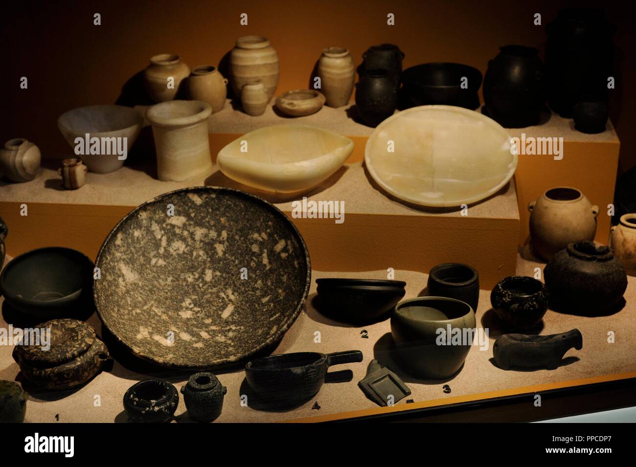 Stonecraft objects. Predynastic Period. Egypt. Museum of Mediterranean and Near Eastern Antiquities. Stockholm. Sweden. Stock Photo