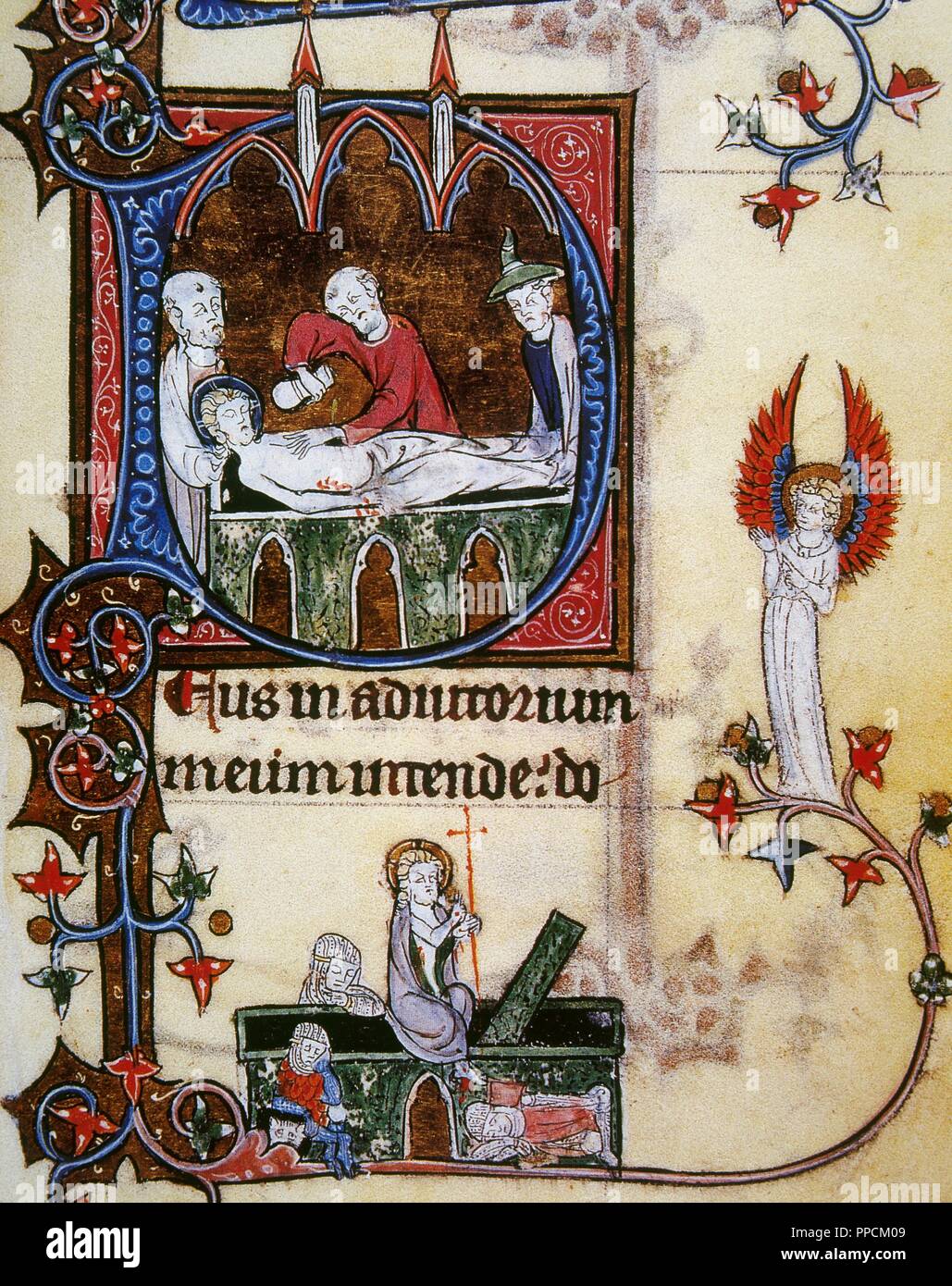 Burial and resurrection of Christ. Book of hours. 15th century. Conde Museum. Chantilly. France. Stock Photo
