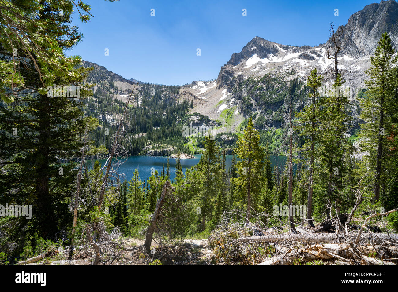 View of an alpine lake (Sawtooth Lake) in Idaho's Sawtooth Lake