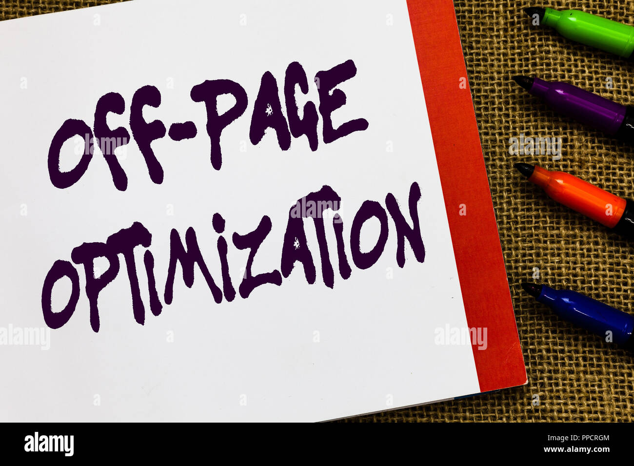 Handwriting text Off Page Optimization. Concept meaning site
