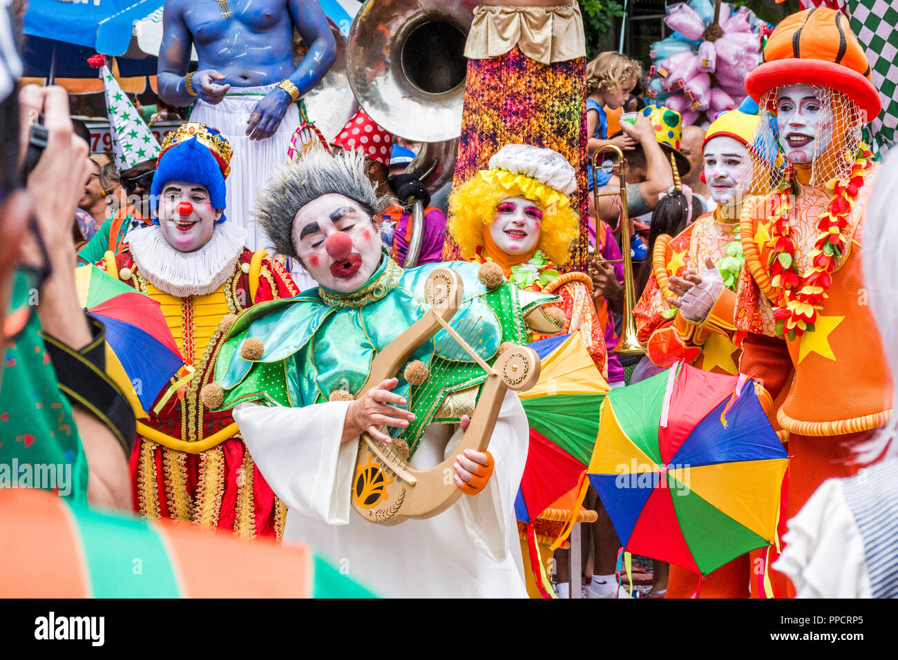 Carnival street parade of typical bloco Gigantes da Lira in Laranjeiras neighborhood, Rio de Janeiro, Brazil Stock Photo