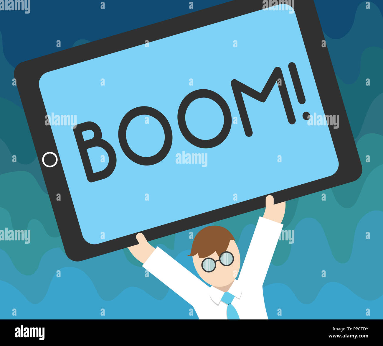 Handwriting text Boom. Concept meaning Loud Deep resonant sound Sudden economic growth Abrupt