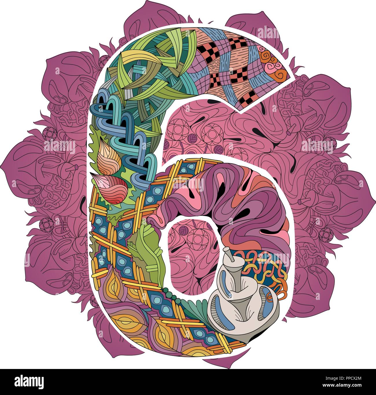 Hand Painted Art Design Illustration Mandala With Numero - 