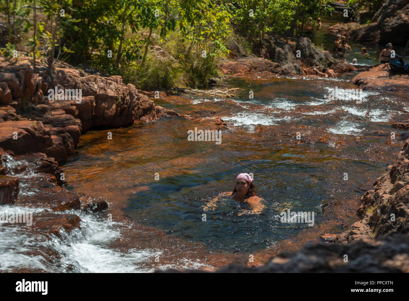 People Bathing In Buley Rockhole Natural Pool Litchfield National Park Northern Territory