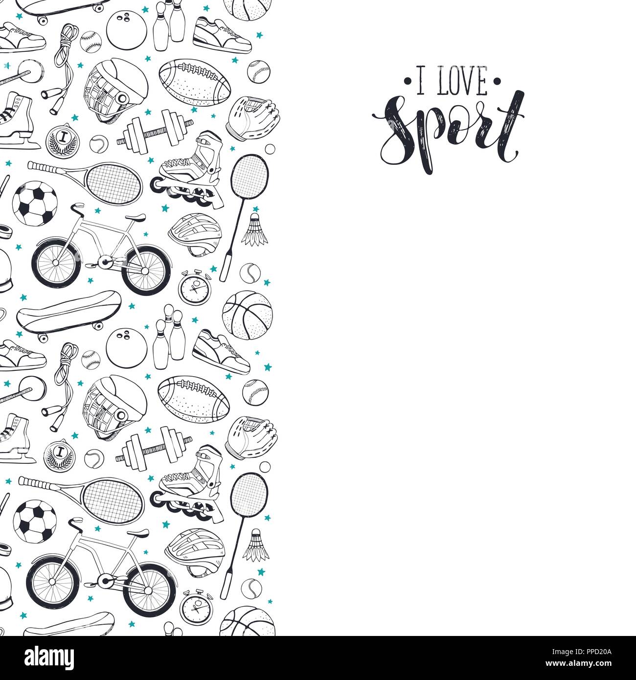 sport doodles poster Stock Vector
