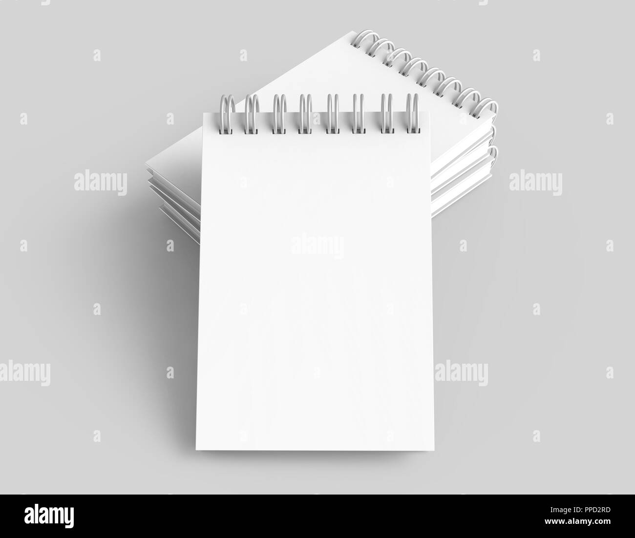 Pile of white hard cover books in 3d rendering on grey background