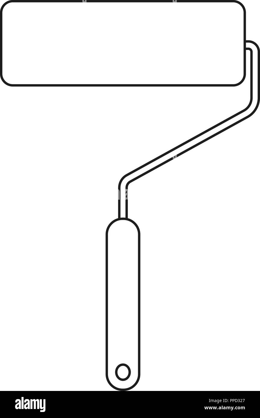 Line art black and white paint roller Stock Vector