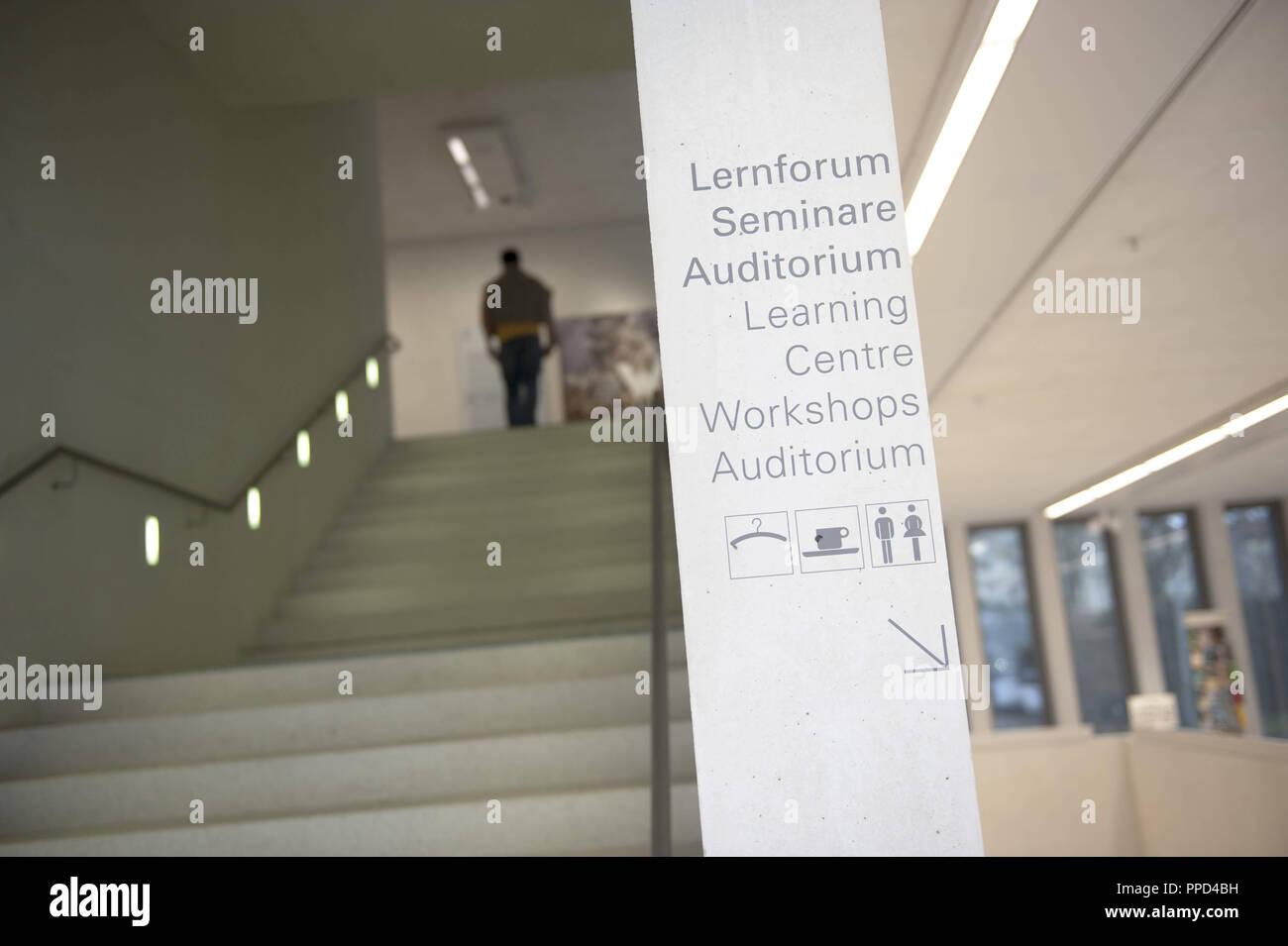 Signpost to the Learning Forum in the Documentation Center for the History of National Socialism at Briennerstrasse. Stock Photo