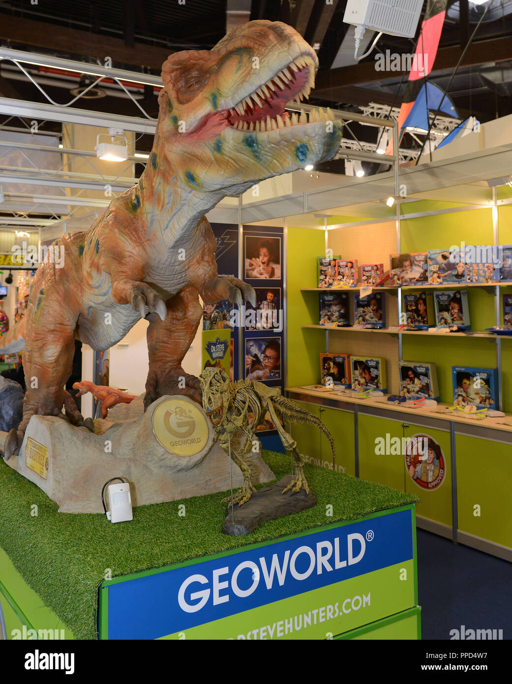 'Dr Steve Hunters' dinosaurs at the Geoworld stand at the Toy Fair in Nuremberg. Stock Photo