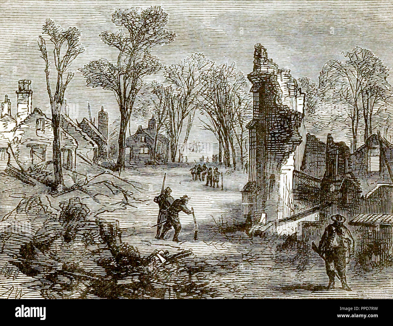 Bacons Rebellion in Jamestown, 1676 available as Framed Prints